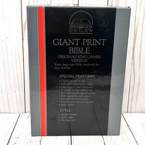 Vtg Dugan Bible Giant Print Genuine Bonded Leather Thumb Indexed Gold Edges 1988